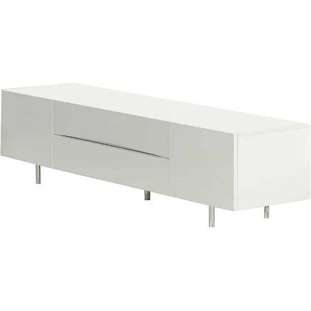 Two-Drawer Two-Door Satellite Floor Cabinet with Stainless Steel Legs